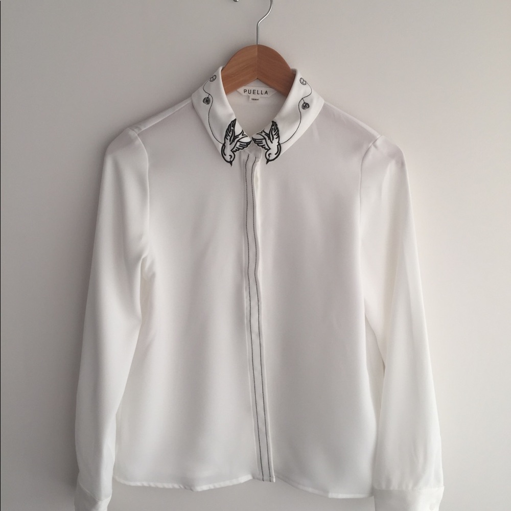 Embroidered Collar Blouse 🐦 - Picture 2 of 8